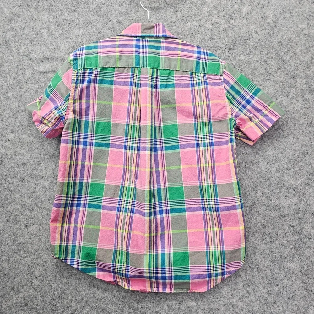 Ralph Lauren Madras Boys Shirt 5 Pink Green Plaid Button Down Pony Summer School